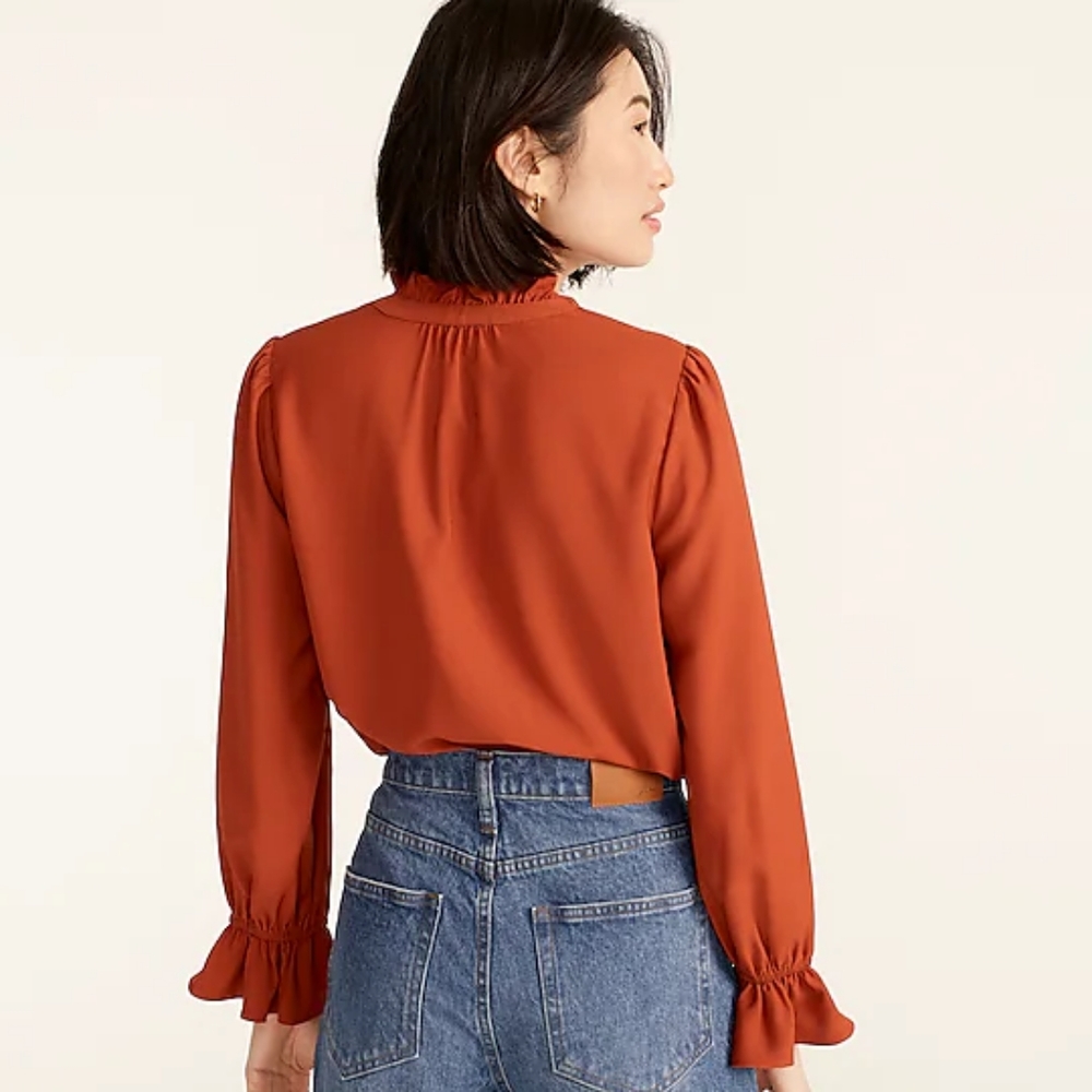 NWT JCrew Gathered Ruffle Drapey Blouse - Picture 3 of 9